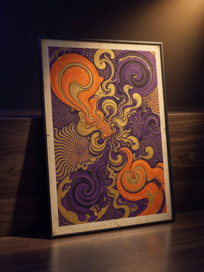1967 Psychedelic Concert Poster, Linen-Backed